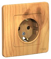 Розетка с заземлением с рамкой Systeme Electric Blanca 1-м. ясень картинка